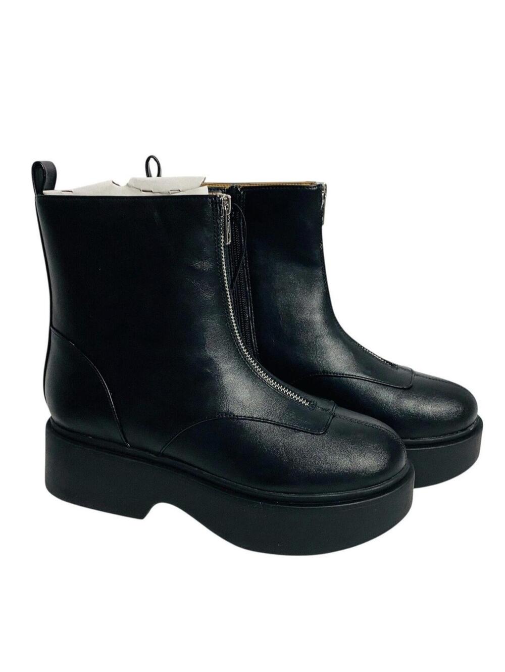 Wild Fable Black Platform Ankle Boots Size 8.5 Front Zip Chunky Lug Sole NWT - Picture 3 of 5